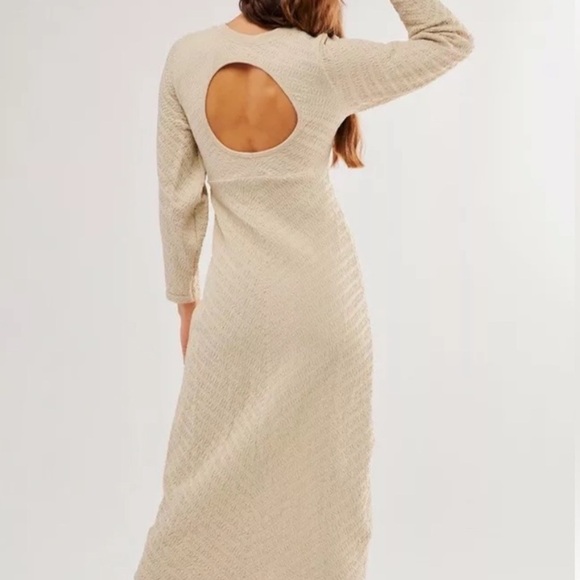 Free People Ivory Gabby Seamless Midi Dress Size Medium Large - Picture 2 of 13